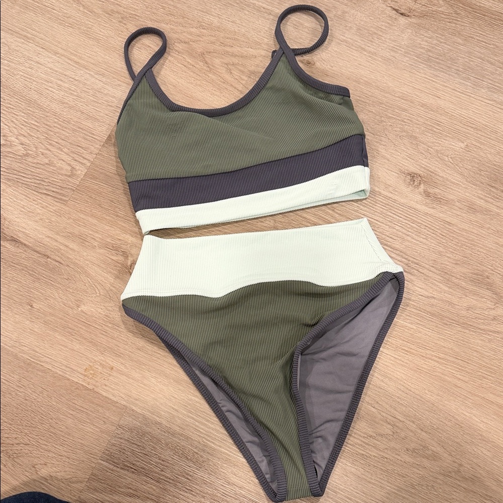 Beach Riot Olive and Cream Bikini Set